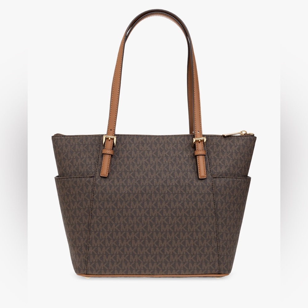 Women’s Handbag MICHAEL KORS Jet Set Leather Tote Brown Acorn AUTHENTIC NWT - Picture 6 of 11